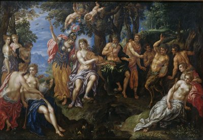 Der Wettstreit zwischen Apollo und Pan von Hendrick de Clerck